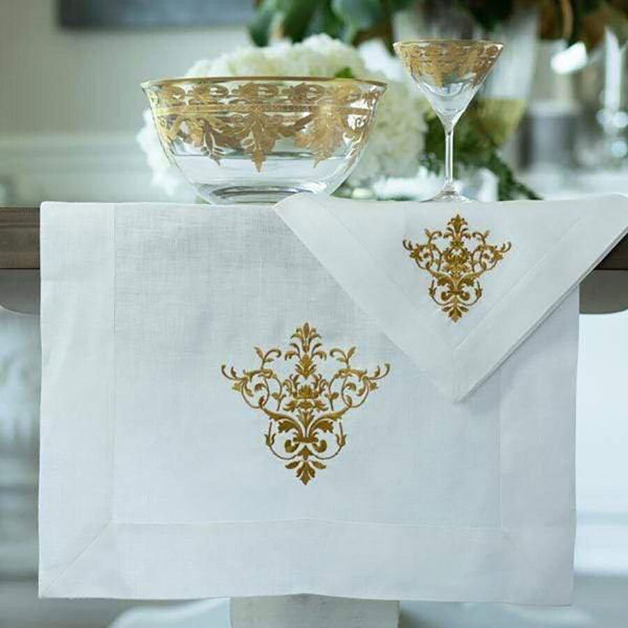 Crown Victorian Table Runner 90 Inch Wide White R183