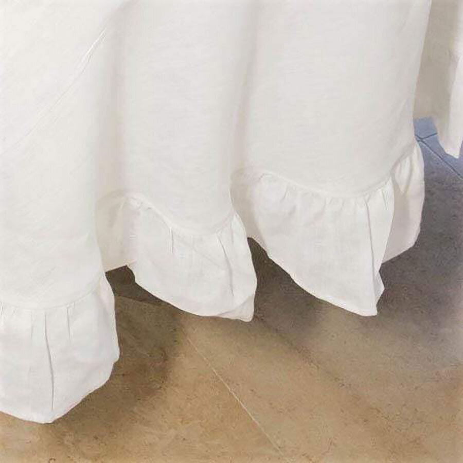 Crown Solid 90 Inch Round Linen Tablecloth White QQ110