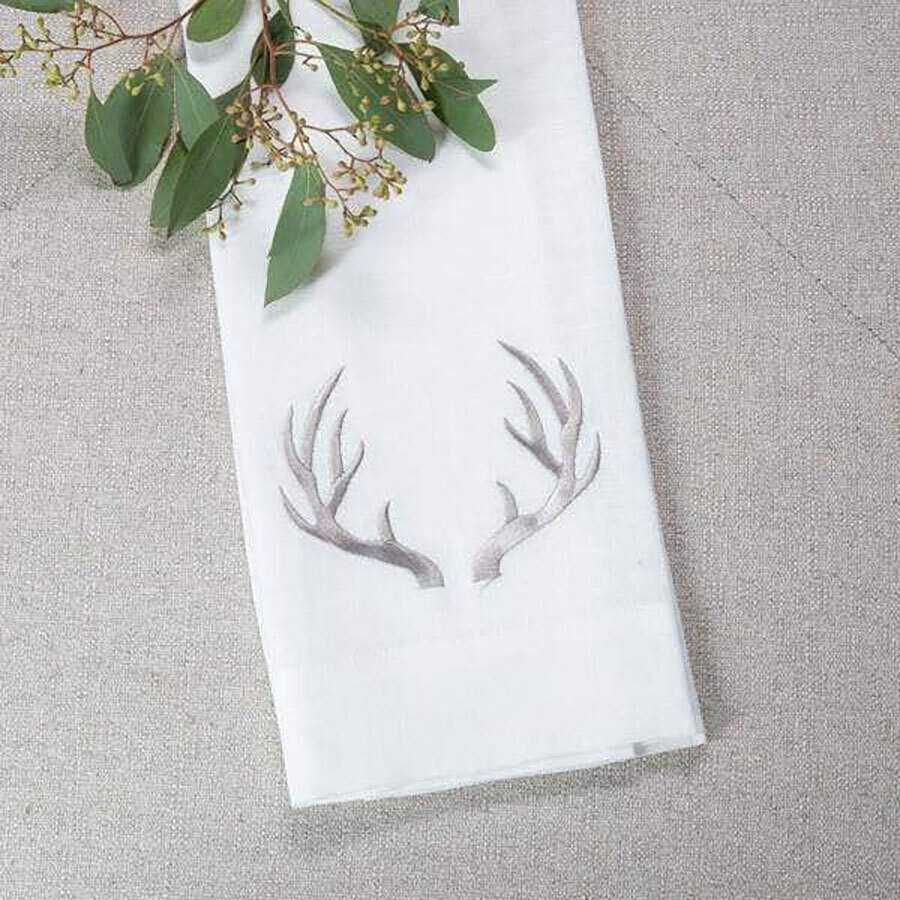 Crown Antlers Linen Towel Taupe Set of 4 T153