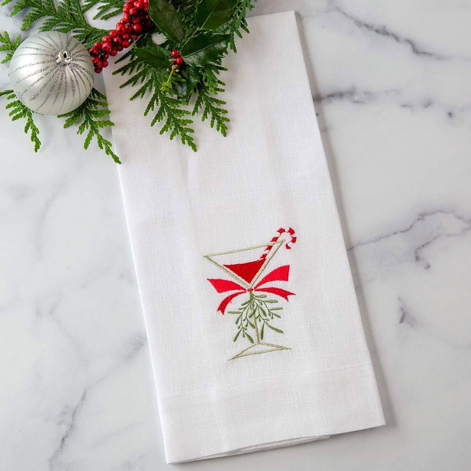 Crown Christmas Cosmo Linen Towel White Set of 4 T186