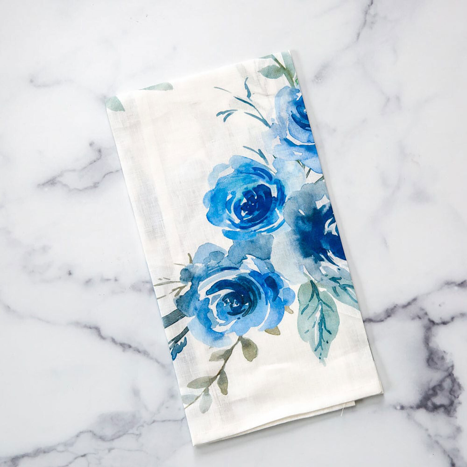 Crown Blue Watercolor Linen Towel Set of 4 T458
