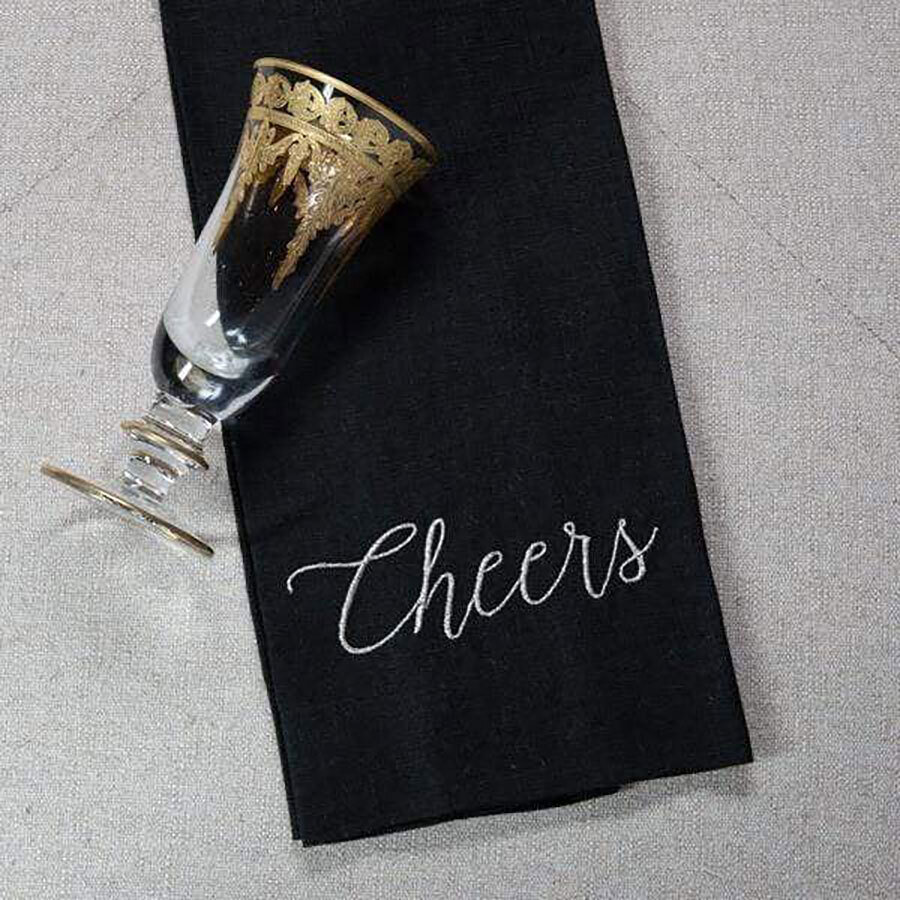 Crown Cheers Linen Towel Platinum Set of 4 T590