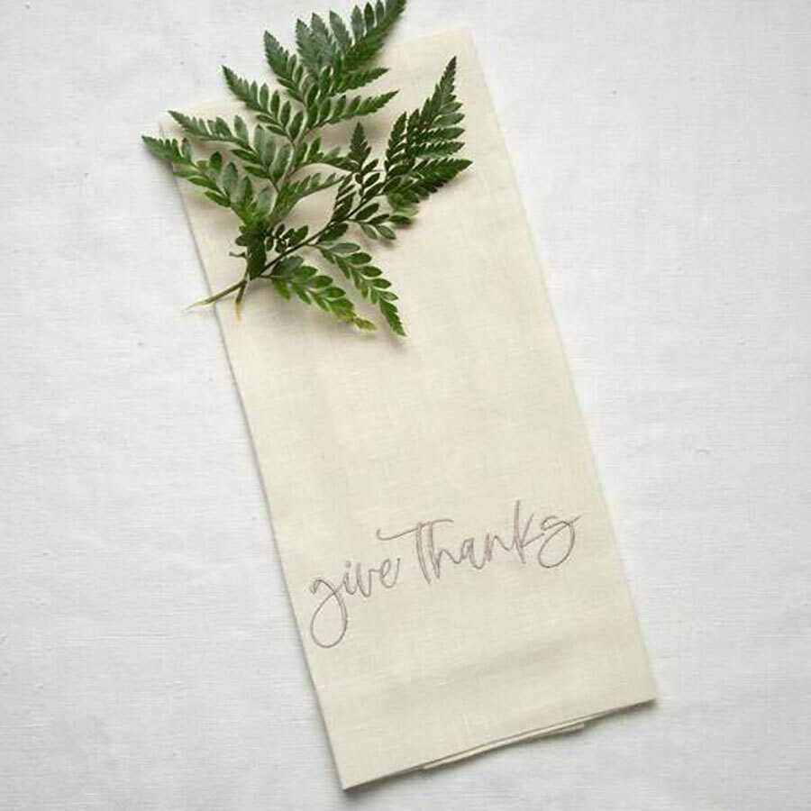 Crown Give Thanks Linen Towel Cream Set of 4 T680