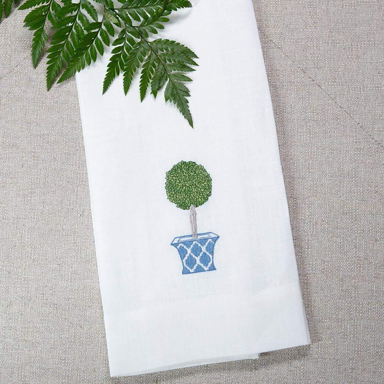 Crown Topiary Linen Towel White Set of 4 T1019