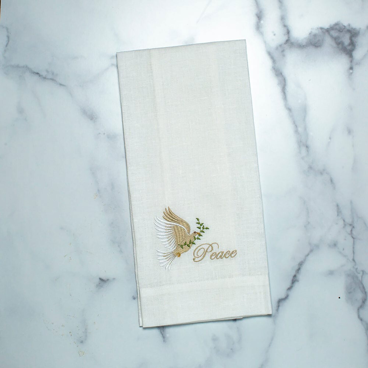 Crown Dove of Peace Linen Towel White Set of 4 T1028