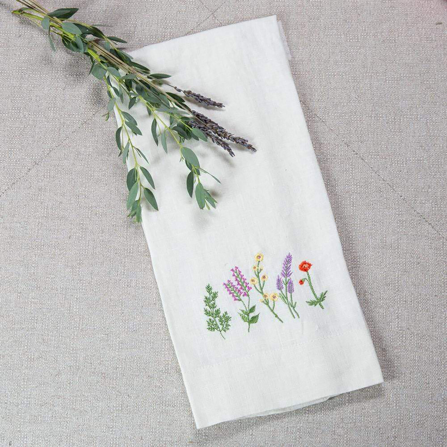 Crown Wildflowers Linen Towel White Set of 4 T1030