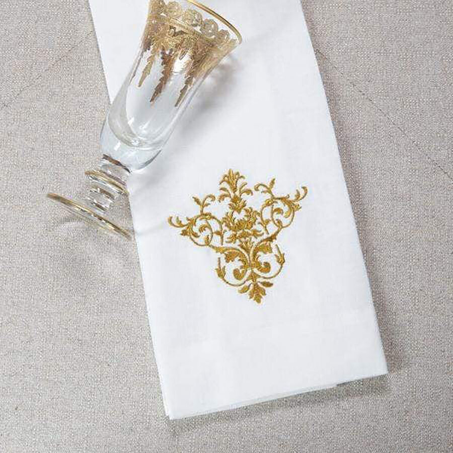 Crown Victorian Linen Towel White Gold Set of 4 T1188