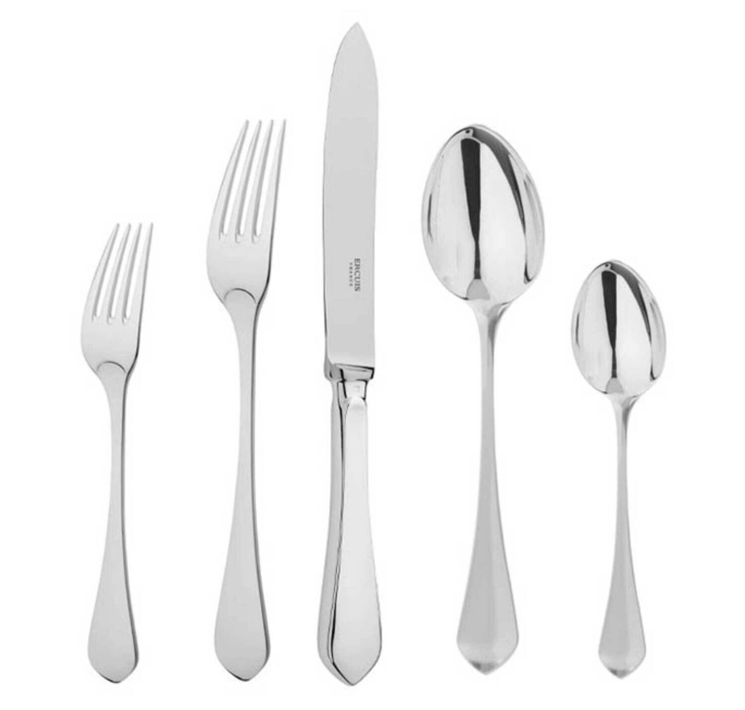 Ercuis Citeaux 5 pc placesetting ( 01, 02, 03, 07, 12) w/anti tarnish bag Stainless Steel Silver plated F665350-DF