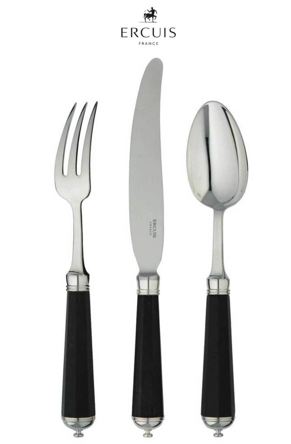 Ercuis Conde Octogone Ebony Serving Fork Sterling Silver F630102-42
