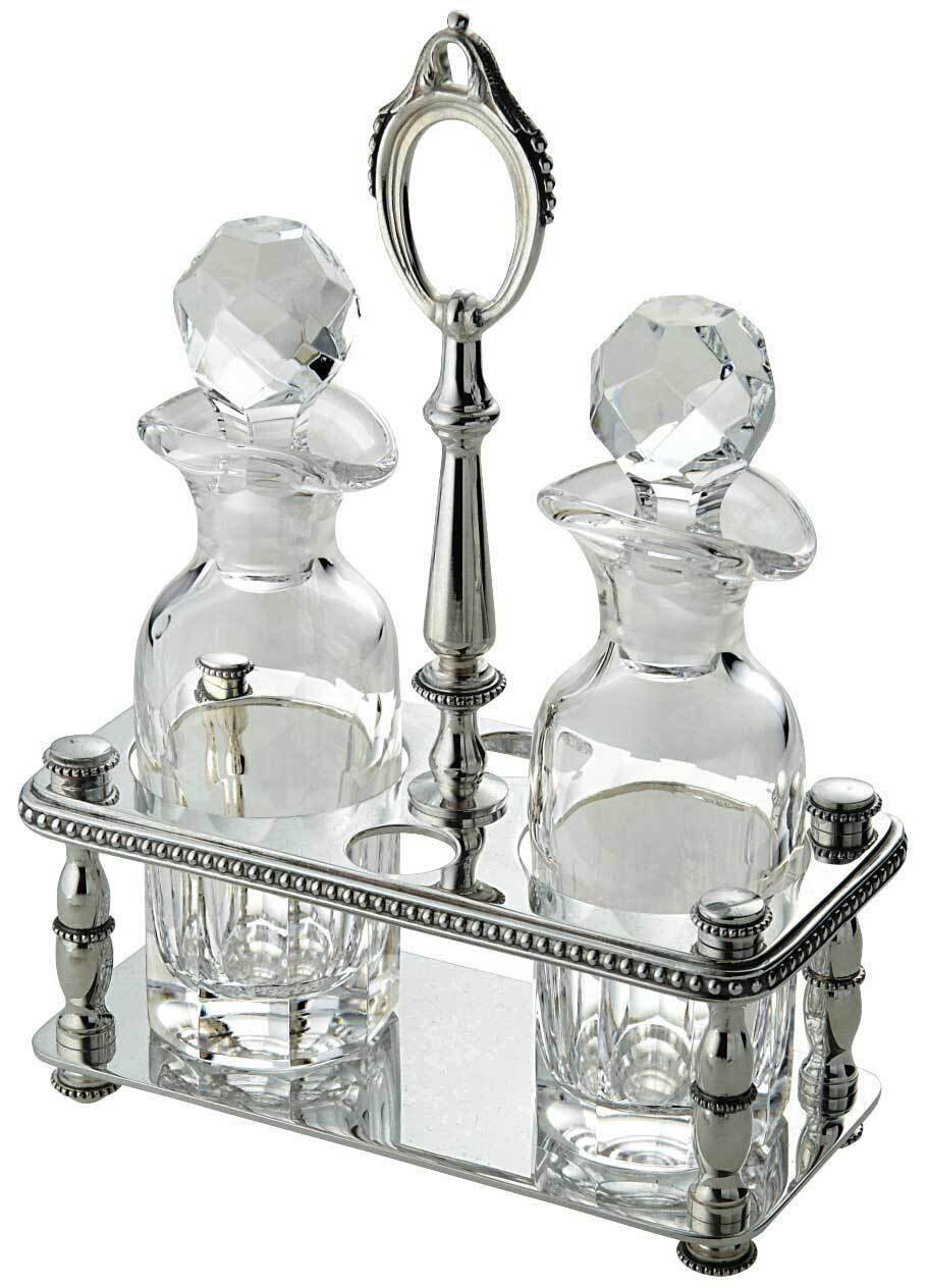 Ercuis Perles Oil And Vinegar Set 8.25 Inch Silver Plated F505227-02