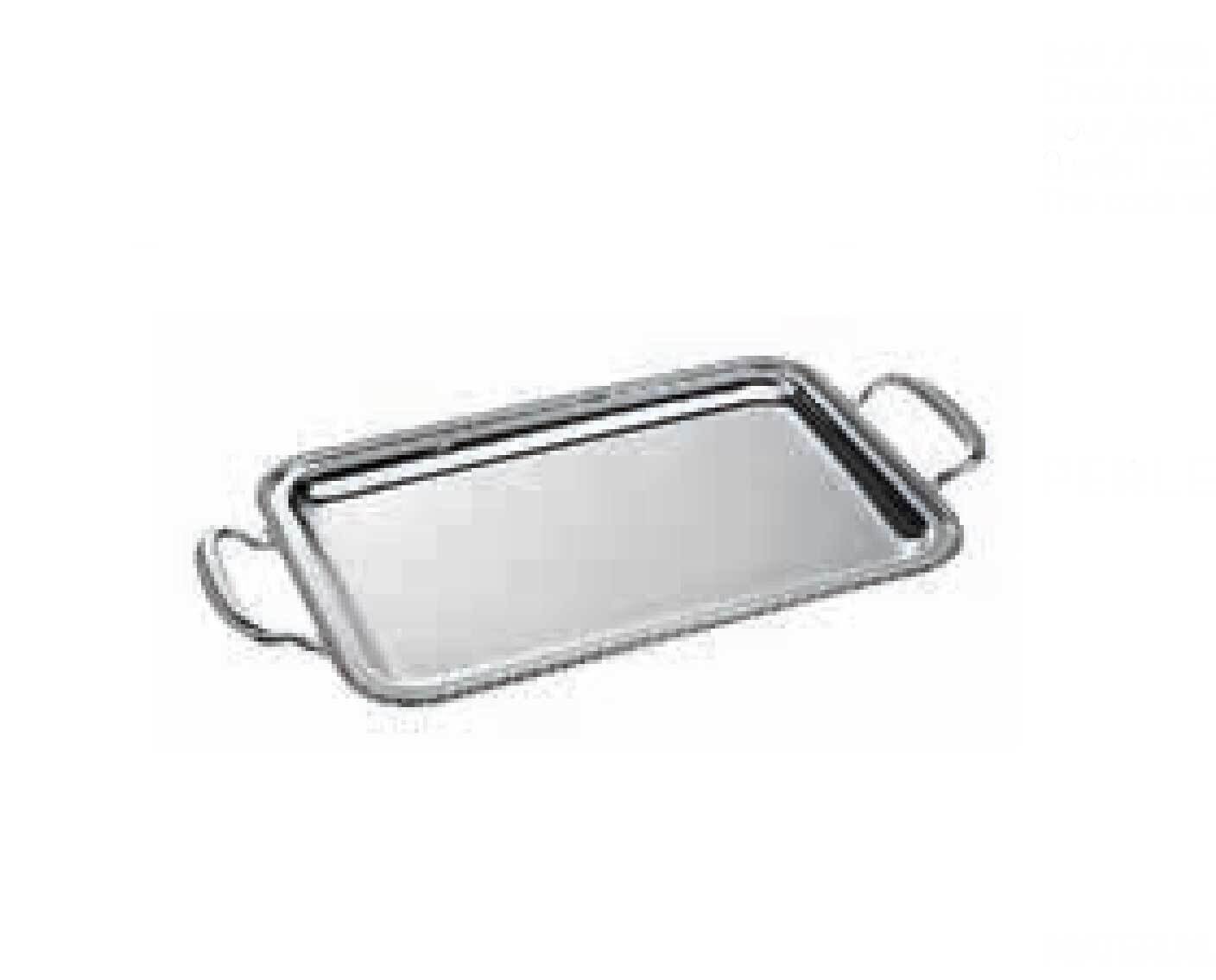 Ercuis Perles Rectangular Serving Tray With Handles 15.75 x 10.625 Inch Silver Plated F51P450-40