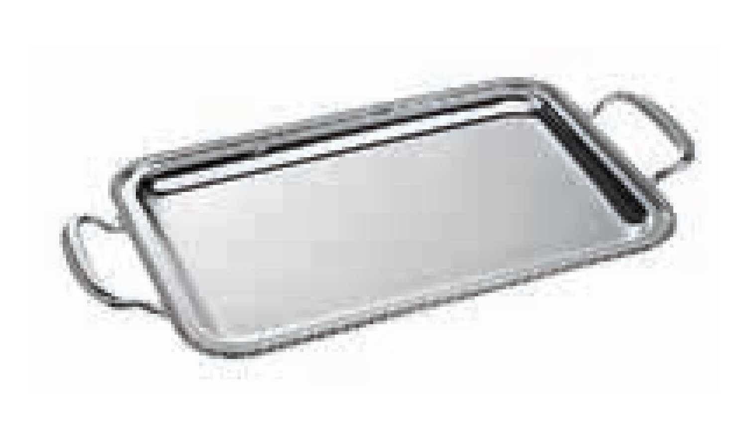 Ercuis Jonc Rectangular Serving Tray With Handles 19.625 x 15 Inch Silver Plated F51J450-50