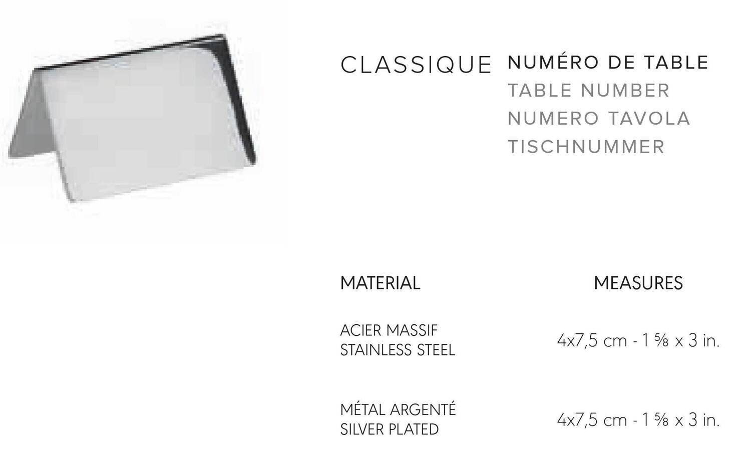 Ercuis Classique Table Number 1.625 Inch Stainless Steel F430249-01, MPN: F430249-01,