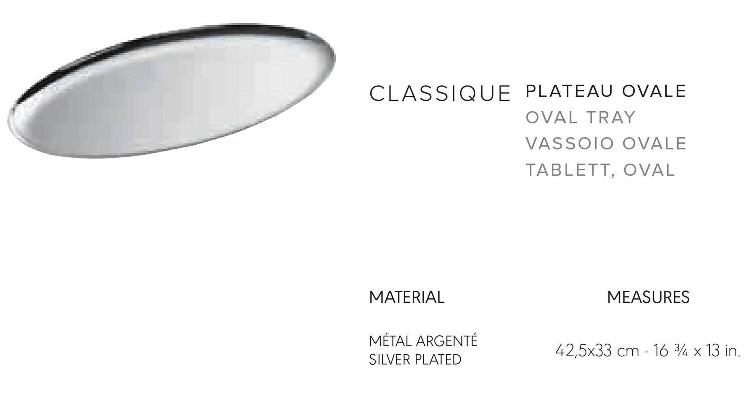 Ercuis Classique Oval Tray 16.75 x 13 Inch Silver Plated F530455-37, MPN: F530455-37, 790955040472
