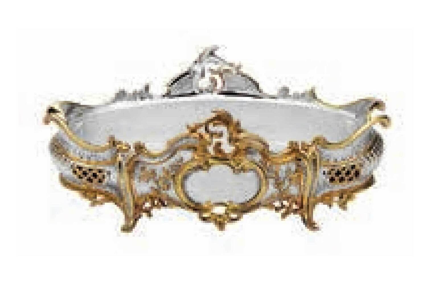 Ercuis Louis XV Jardiniere 5.75 Inch Sterling Silver Gold Accents F303010337