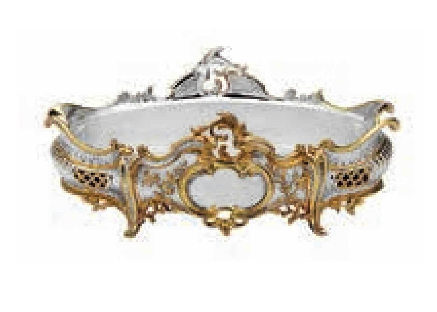 Ercuis Louis XV Jardiniere 7.875 Inch Silver Plated Gold Accents F503010362