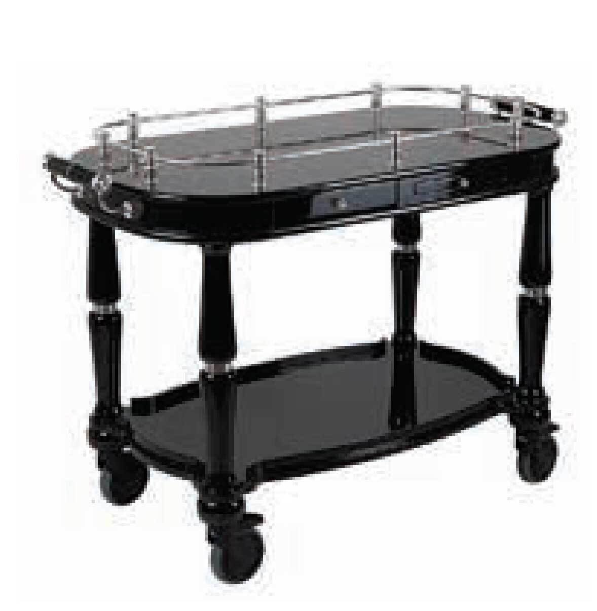 Ercuis Service Black Service Trolley Rectangular 35.375 Inch Silver Plated F523850-BB