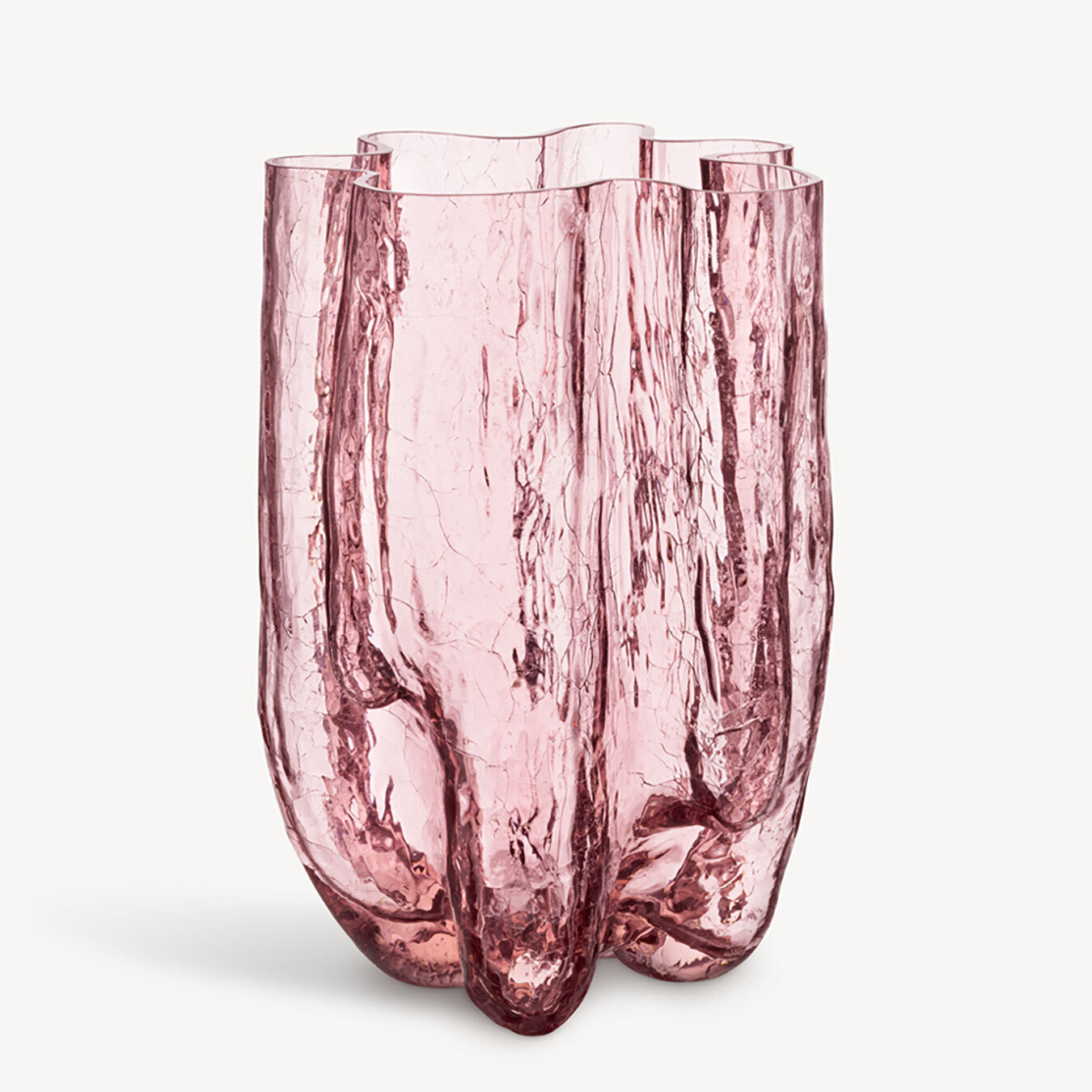 Kosta Boda Crystal Crackle Vase Pink Xl 7042210