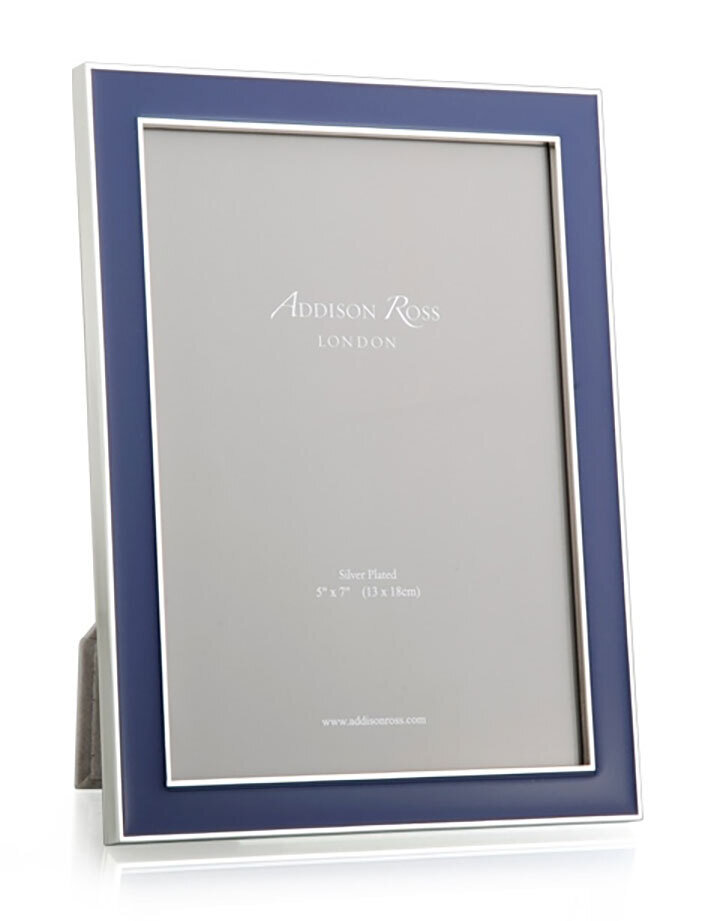 Addison Ross 4 x 6 Inch 15mm Enamel Navy Picture Frame Silver Plate FR1171
