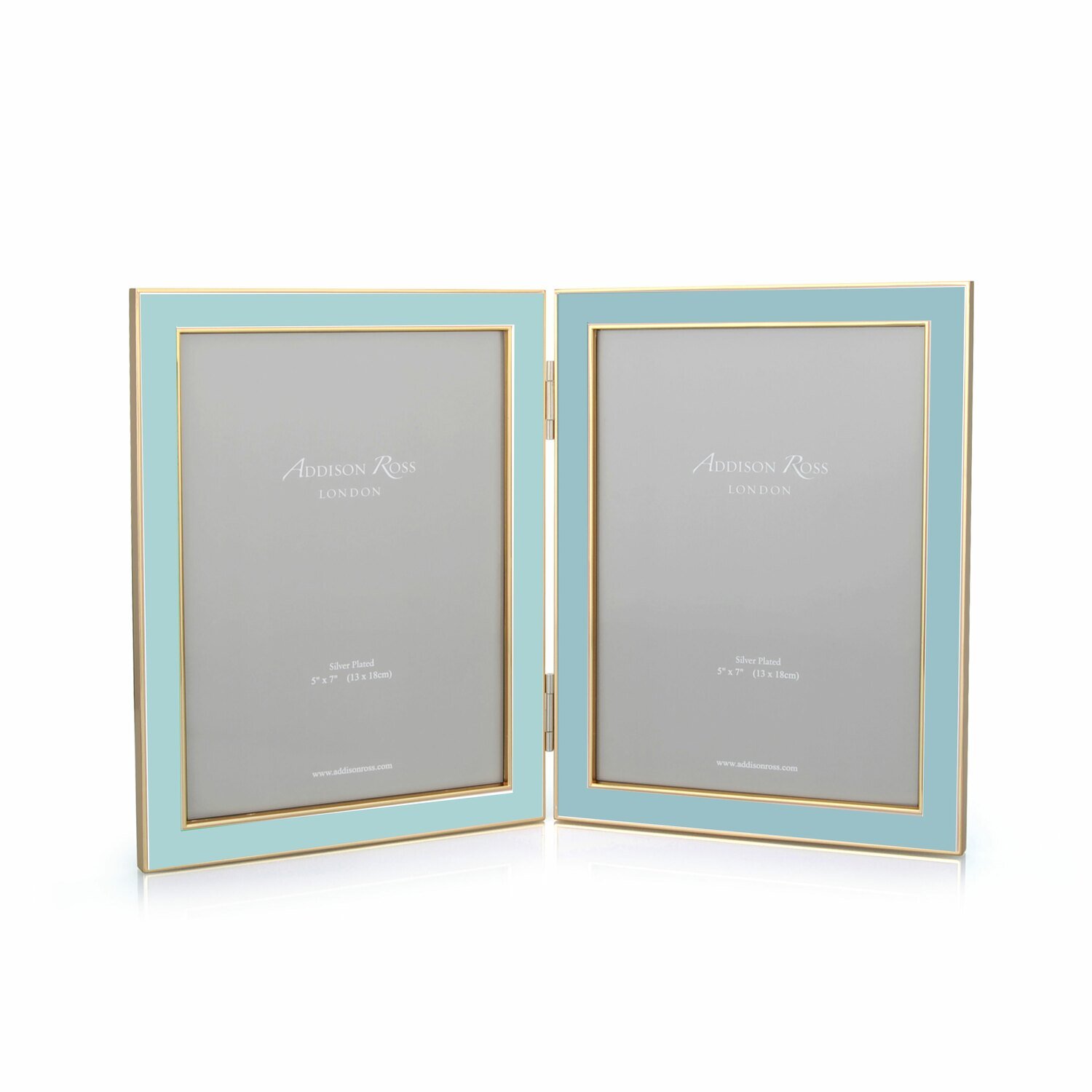 Addison Ross 5 x 7 Inch 15mm Double Powder Blue &amp; Gold Picture Frame e-Gold Plating FR1126