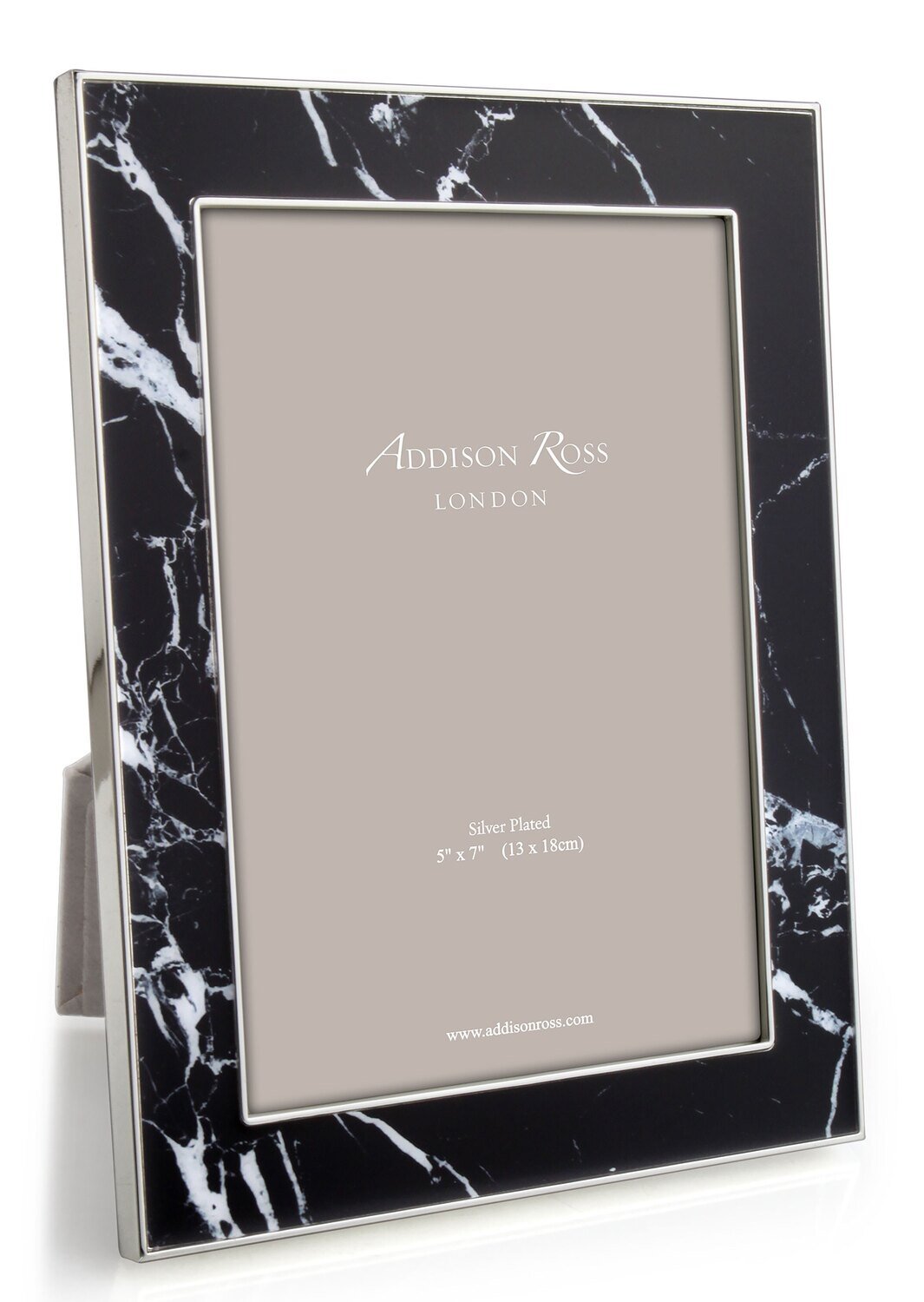 Addison Ross 4 x 6 Inch 24mm Black Marble Picture Frame Silver Plate FR2666