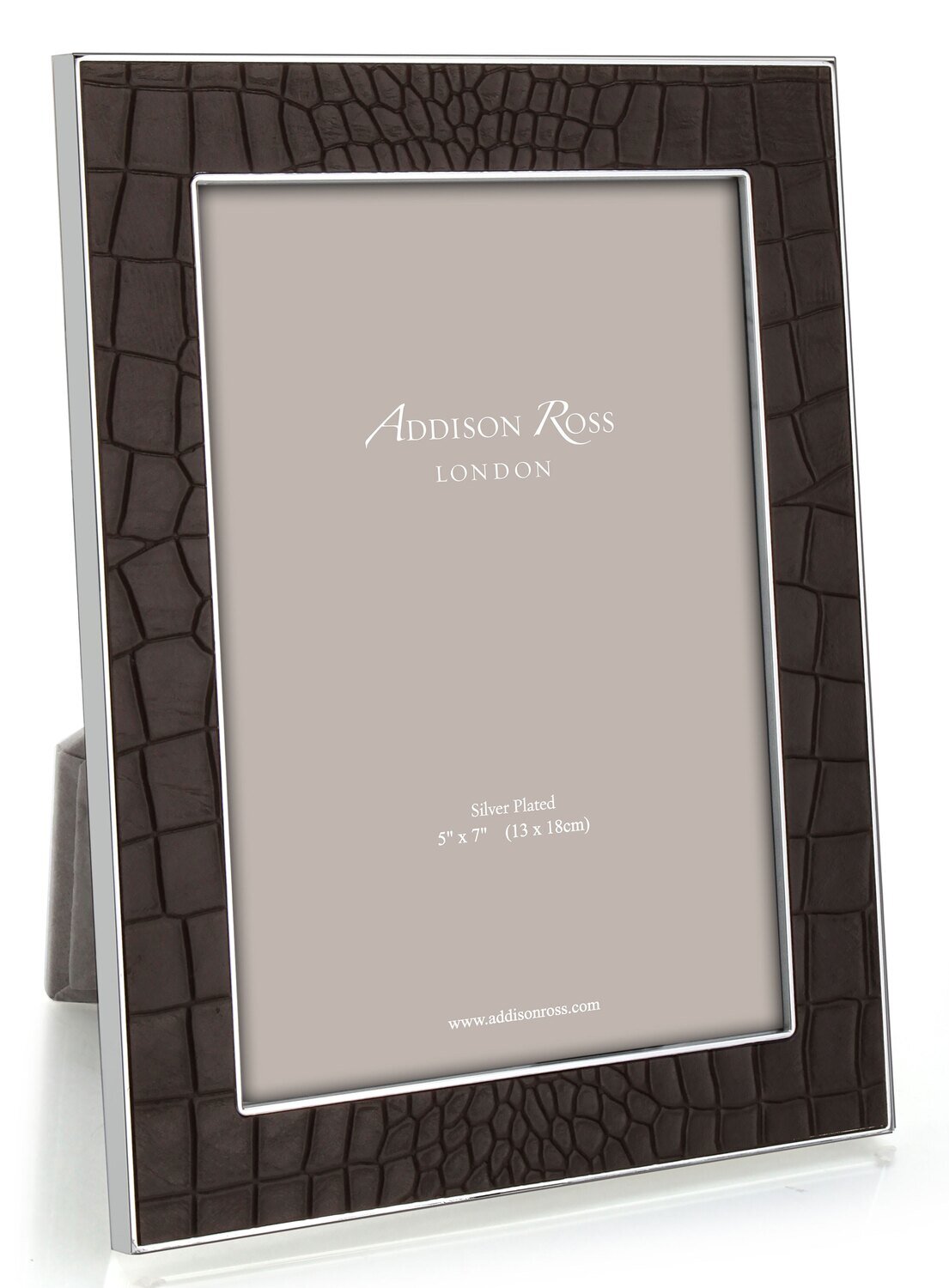 Addison Ross 5 x 7 Inch Faux Croc Choc Picture Frame Silver Plate FR1303
