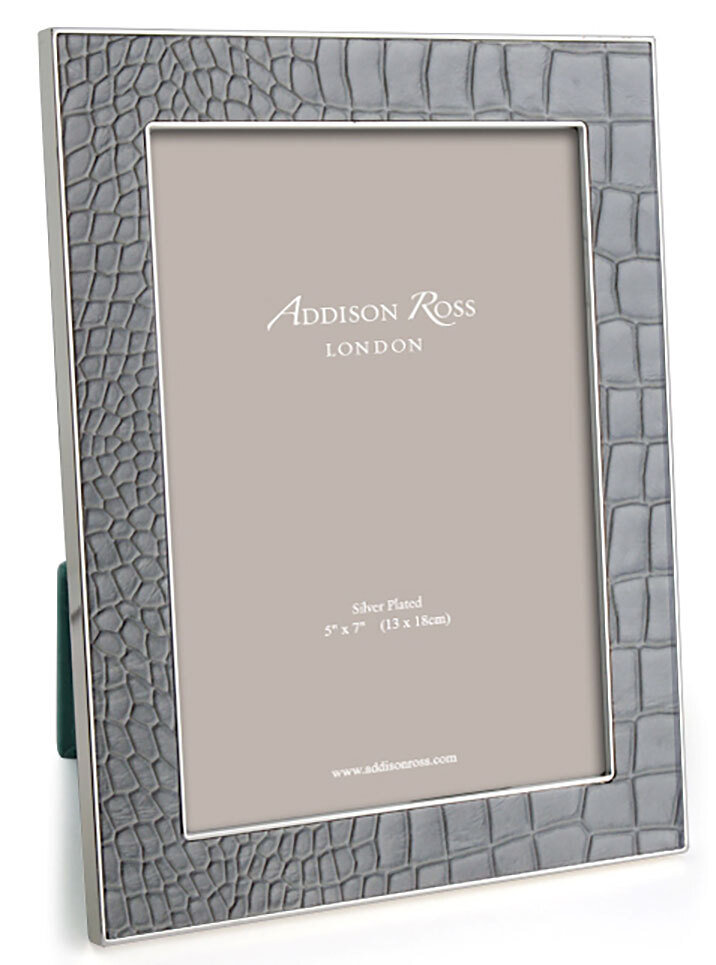 Addison Ross 4 x 6 Inch Faux Croc Dove Picture Frame Silver Plate FR1310
