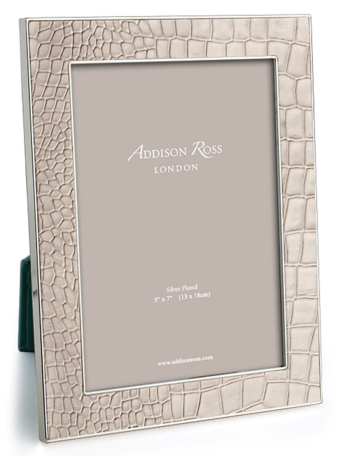 Addison Ross 4 x 6 Inch Faux Croc Cream Picture Frame Silver Plate FR1316