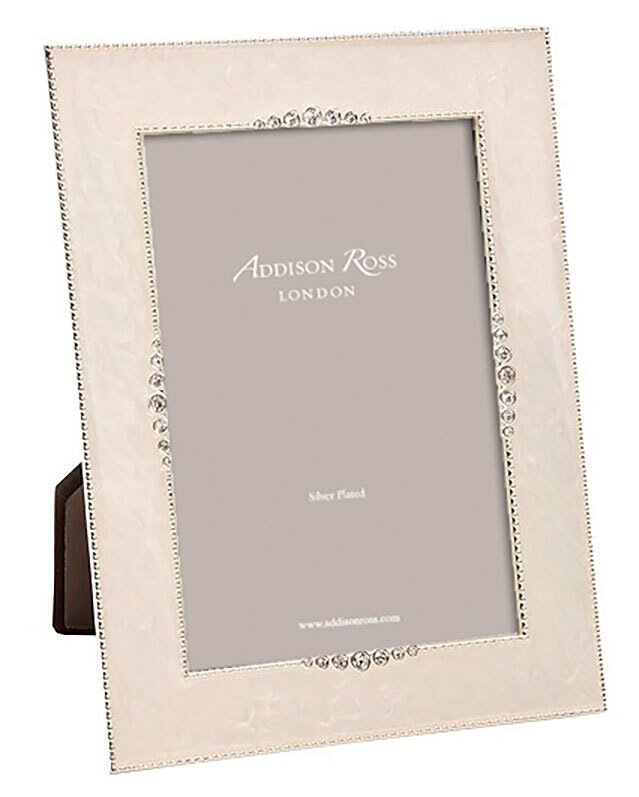 Addison Ross 8 x 10 Inch Starburst Cream Enamel Picture Frame Silver Plate FR0242