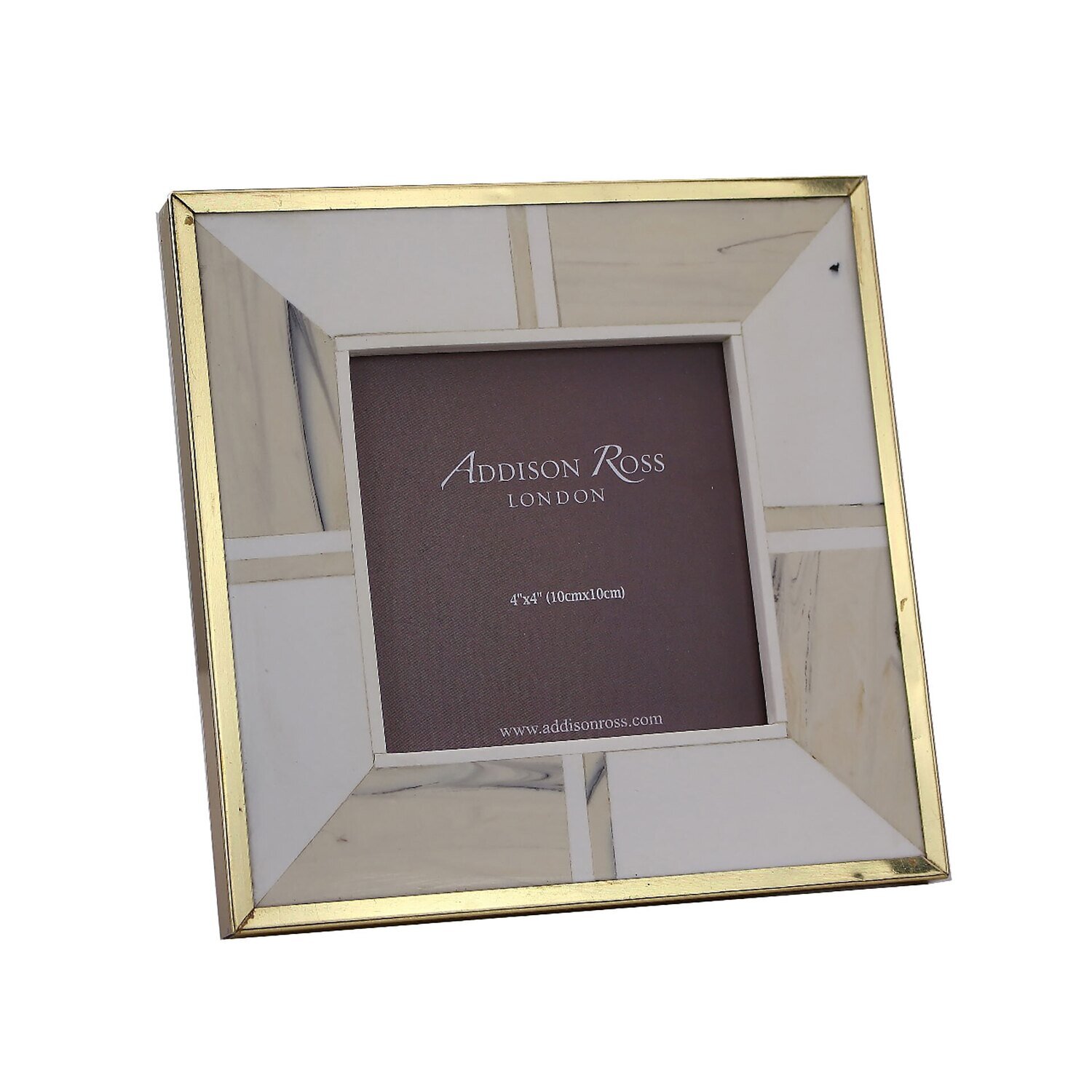 Addison Ross 4 x 4 Inch Cream with Brass Border Picture Frame Bone FR6703
