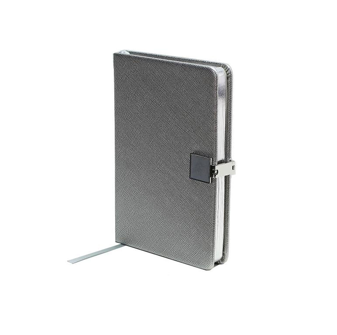 Addison Ross Notebook A6 Silver &amp; Silver Pu Leather NB1253