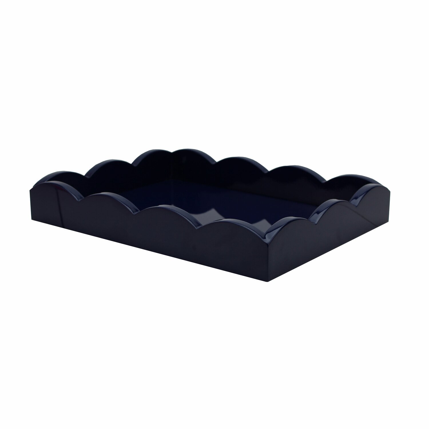 Addison Ross 11 x 8 Inch Scalloped Tray Navy Lacquer TR6210