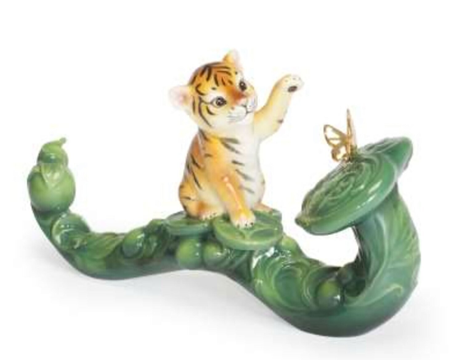 Franz Porcelain Lucky Jade Tiger Design Sculptured Porcelain Ruyi Figurine FZ03939