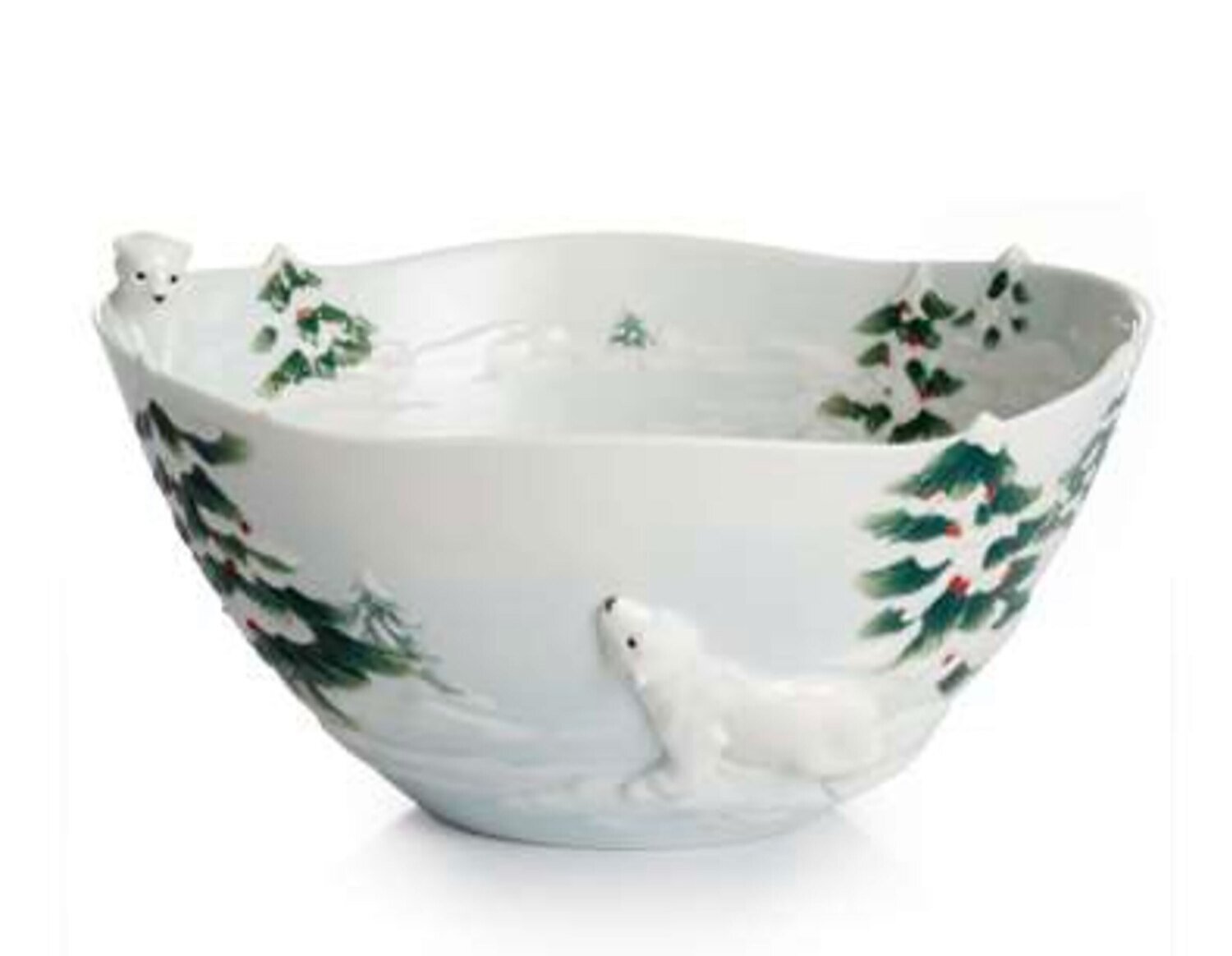Franz Porcelain "Curious Discoverer"Polar Bear Design Sculptured Porcelain Ornamental Bowl FZ02216
