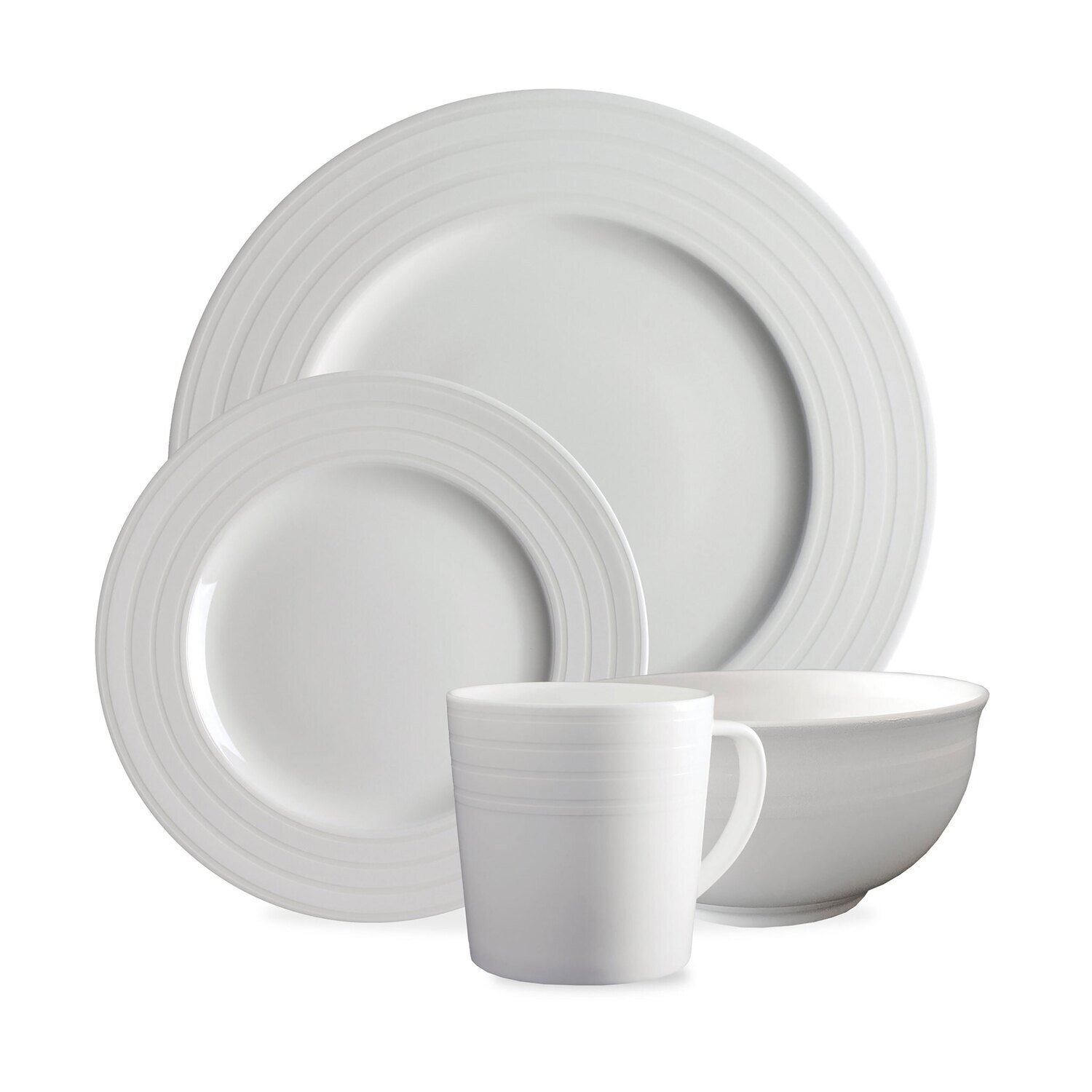 Caskata Cambridge Stripe 4 Pieces Place Setting White PLCE-760, MPN: PLCE-760, 816666029206