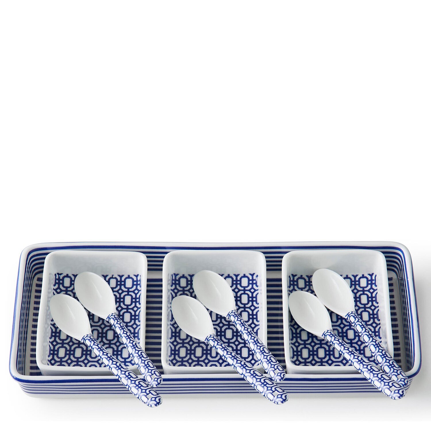Caskata Newport Nested Appetizer Tray and Spoon Set Blue RTST-500S
