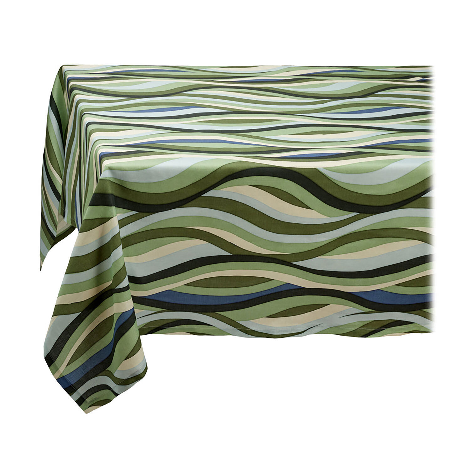 L&#39;Objet Linen Tablecloth 70x90 Inch Landscape Blue Green LN6420