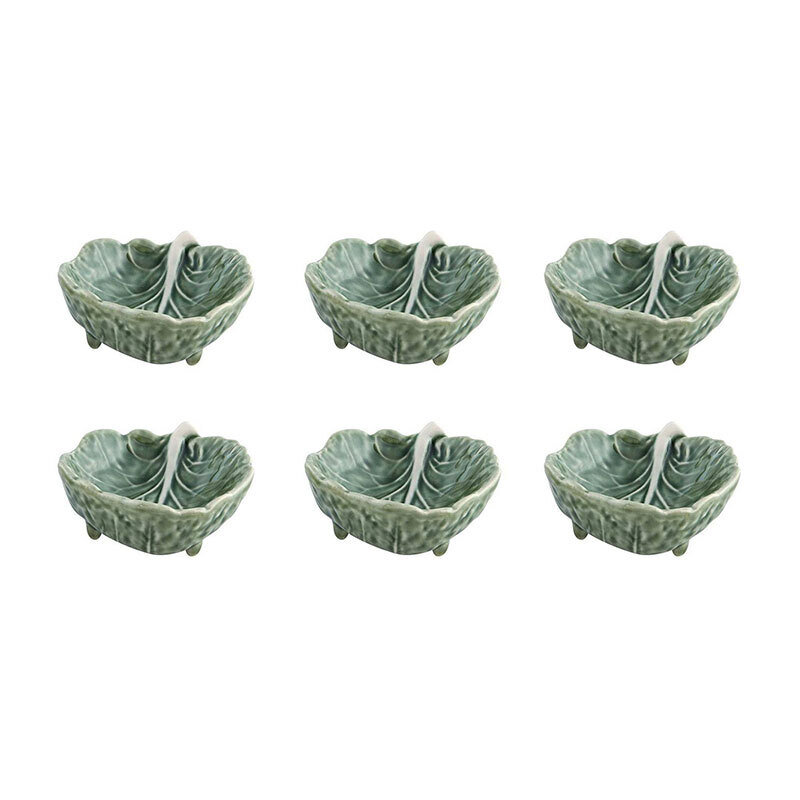 Bordallo Pinheiro Cabbage Leaf 9 Colours Green Set Of 6 65025386, MPN: 65025386,
