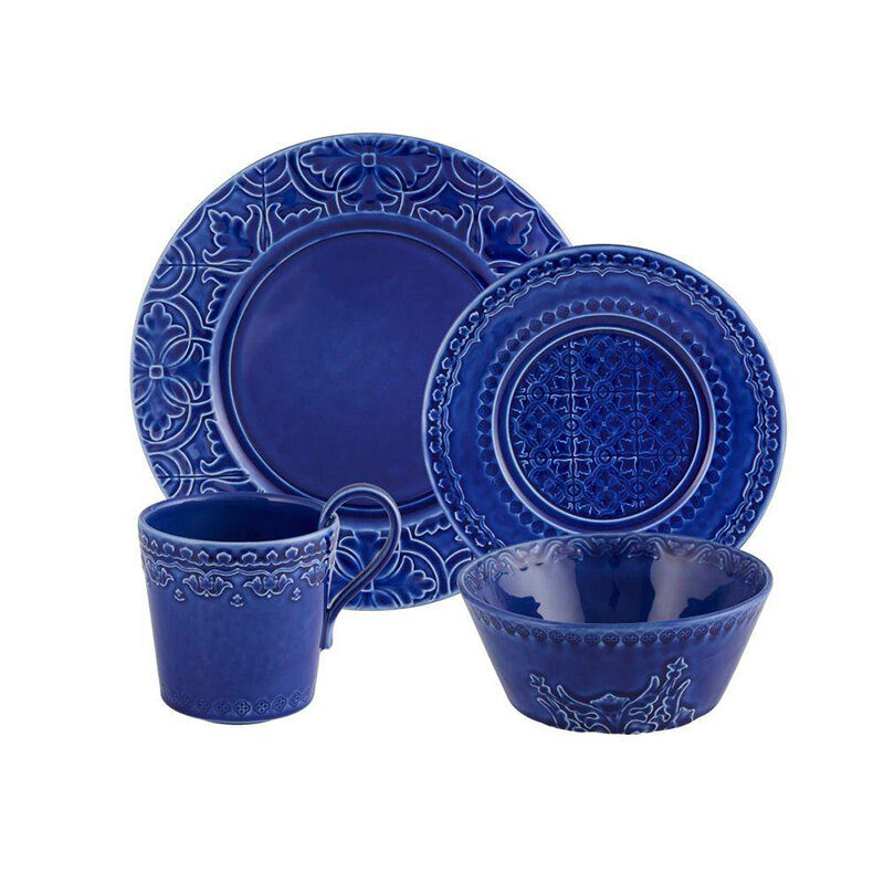 Bordallo Pinheiro Rua Nova 4 Piece Place Setting Indigo 65027726, MPN: 65027726, 5600413620977