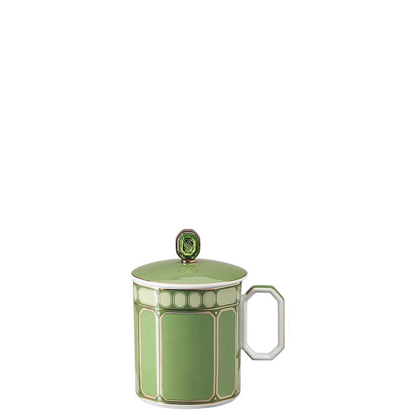 Rosenthal Swarovski Signum Mug with Lid 13 oz Fern Green 10570-426349-15482