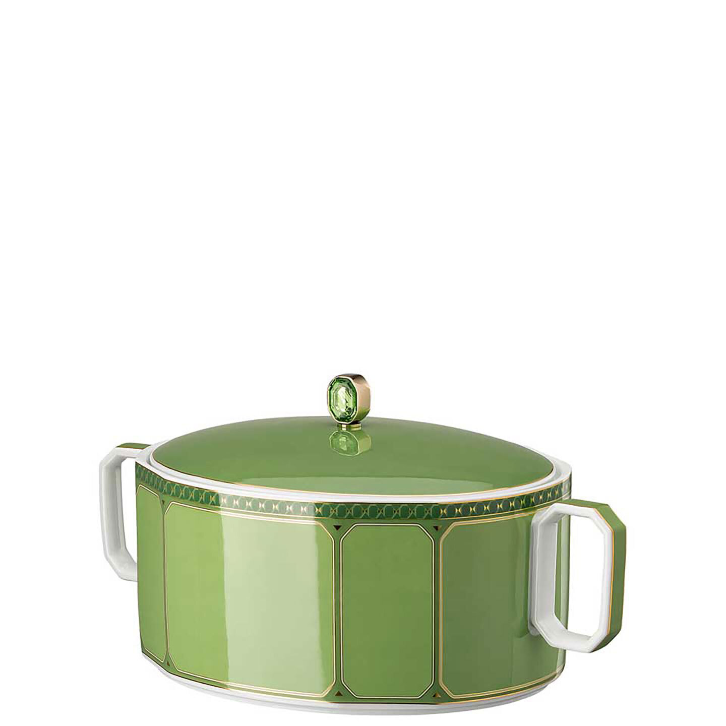Rosenthal Swarovski Signum Vegetable Bowl Covered 57 oz Fern Green 10570-426349-11320, MPN: 10570-4…