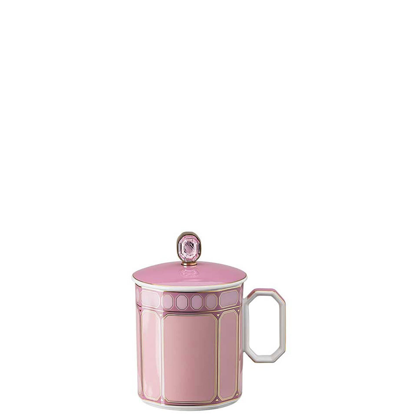 Rosenthal Swarovski Signum Mug with Lid 13 oz Rose Pink 10570-426350-15482, MPN: 10570-426350-15482…
