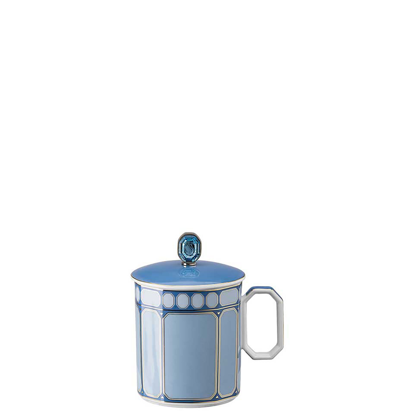 Rosenthal Swarovski Signum Mug with Lid 13 oz Azure Blue 10570-426351-15482
