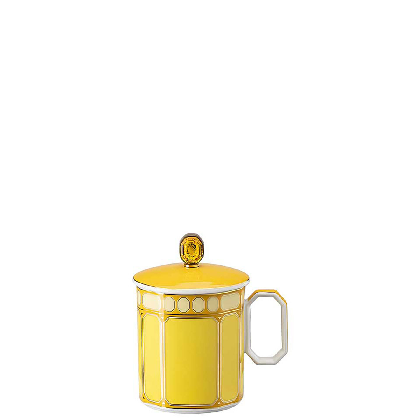 Rosenthal Swarovski Signum Mug with Lid 13 oz Jonquil Yellow 10570-426352-15482