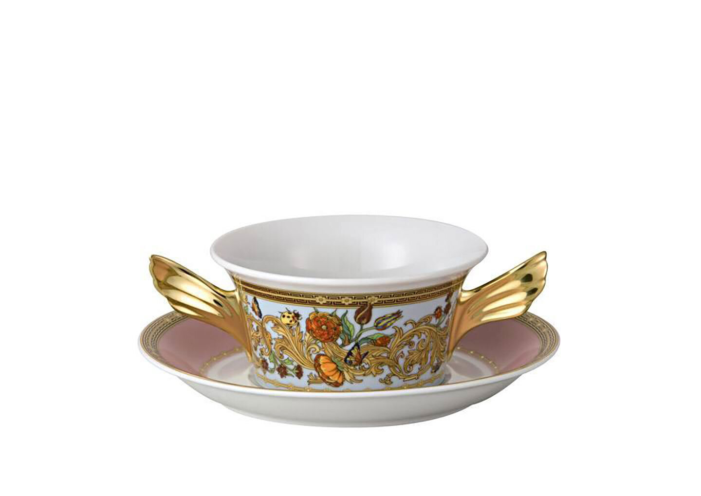 Versace Butterfly Garden Cream Soup Cup &amp; Saucer 19300-409609-10420, MPN: 19300-409609-10420, 79095…