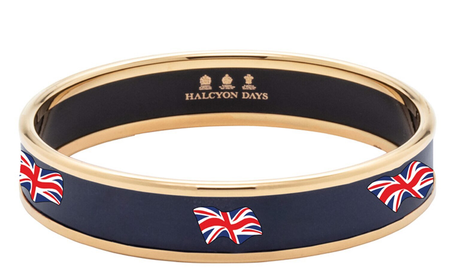 Halcyon Days 1cm The Union Jack Navy Gold Small Bangle Bracelet PBTUJ1110GS, MPN: PBTUJ1110GS,
