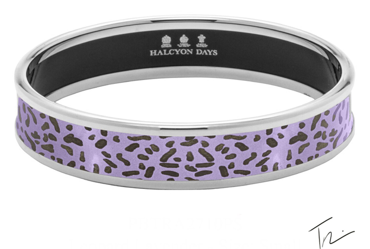 Halcyon Days 1cm TR Leopard Lavender Palladium Small Bangle Bracelet PBTRA2710PM, MPN: PBTRA2710PM,