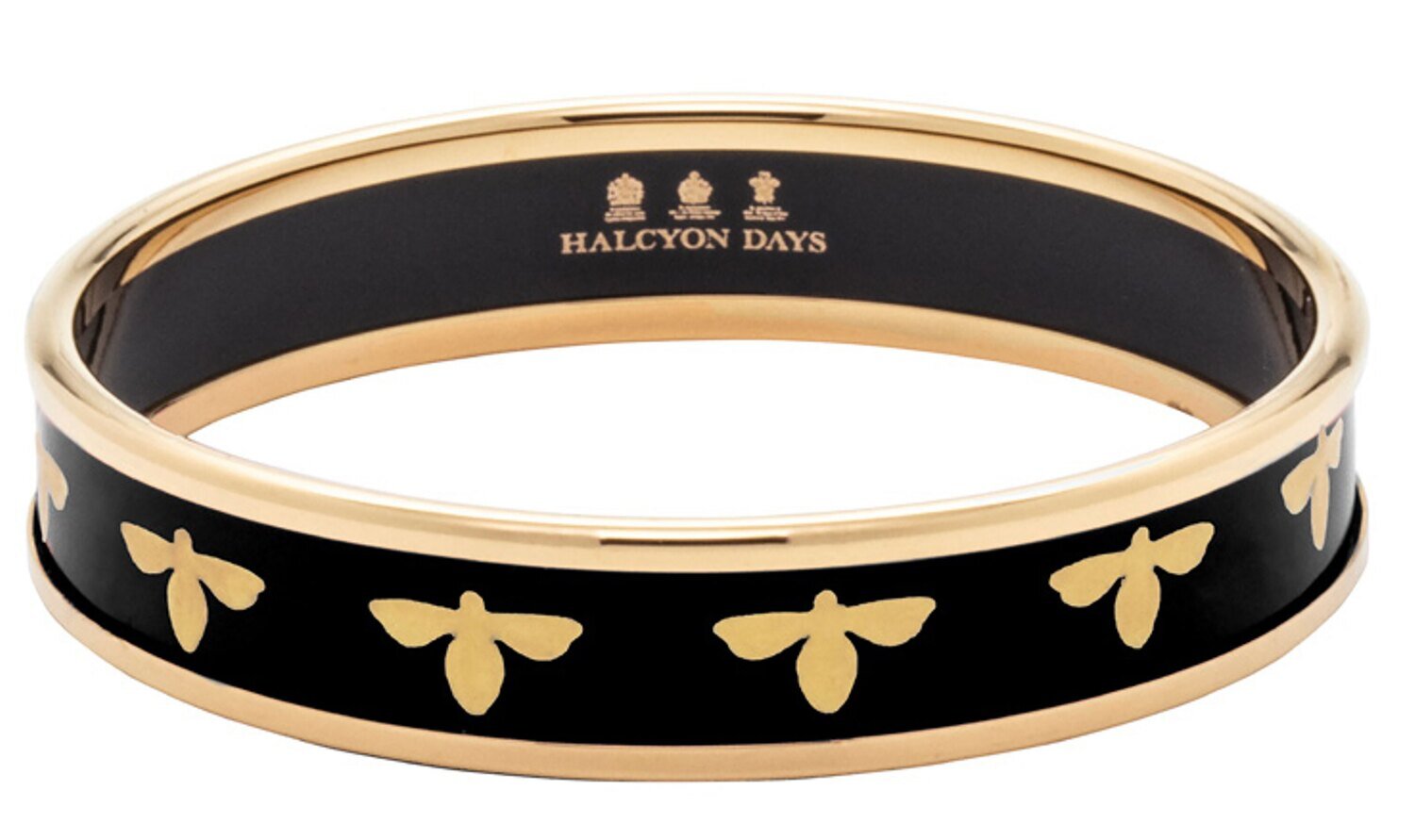 Halcyon Days 1cm Bee Black Gold Medium Bangle Bracelet PBBEE0210GM, MPN: PBBEE0210GM,