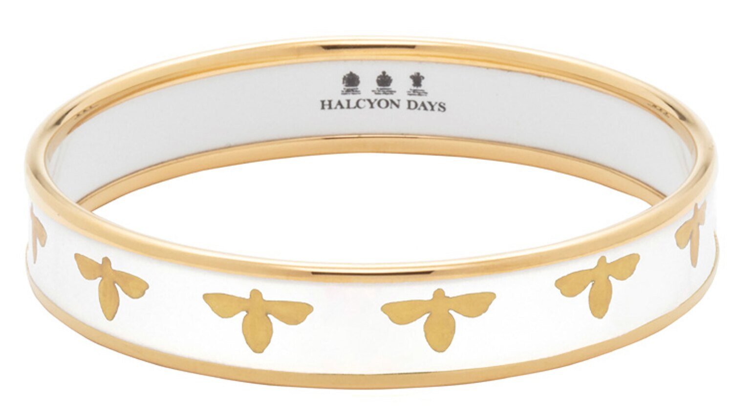 Halcyon Days 1cm Bee Cream Gold Medium Bangle Bracelet PBBEE0410GM, MPN: PBBEE0410GM,