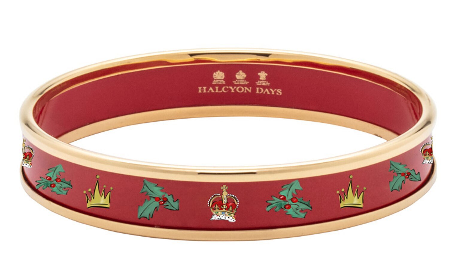 Halcyon Days 1cm TR Coronation Christmas Red Gold Medium Bangle Bracelet PBTCC0610GM, MPN: PBTCC061…